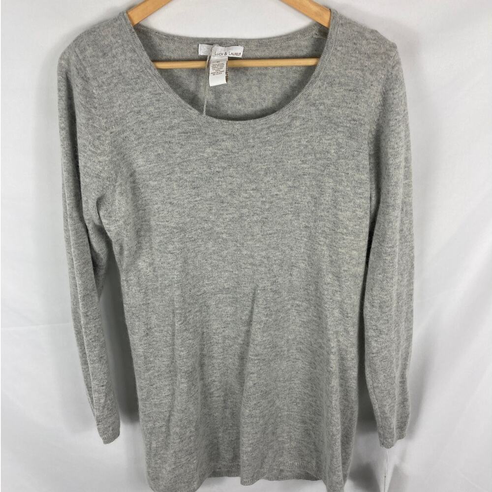 NWT Lucy & Laurel Grey Angora Lamb Wool Sweater Size XL